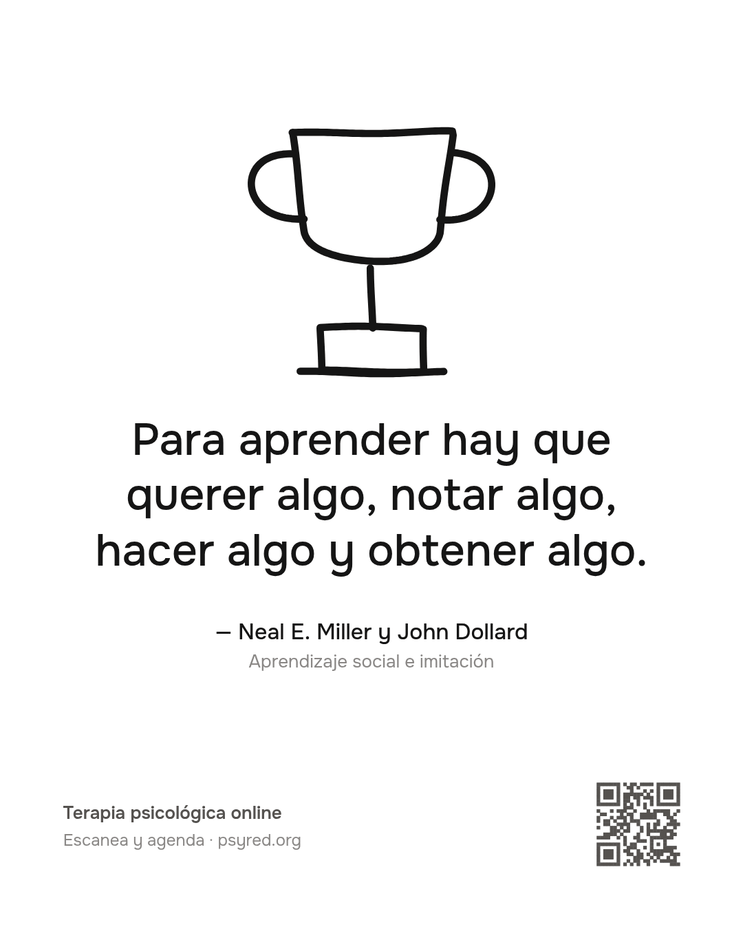 Para aprender hay que querer algo, notar algo, hacer algo y obtener algo. Neal E. Miller y John Dollard