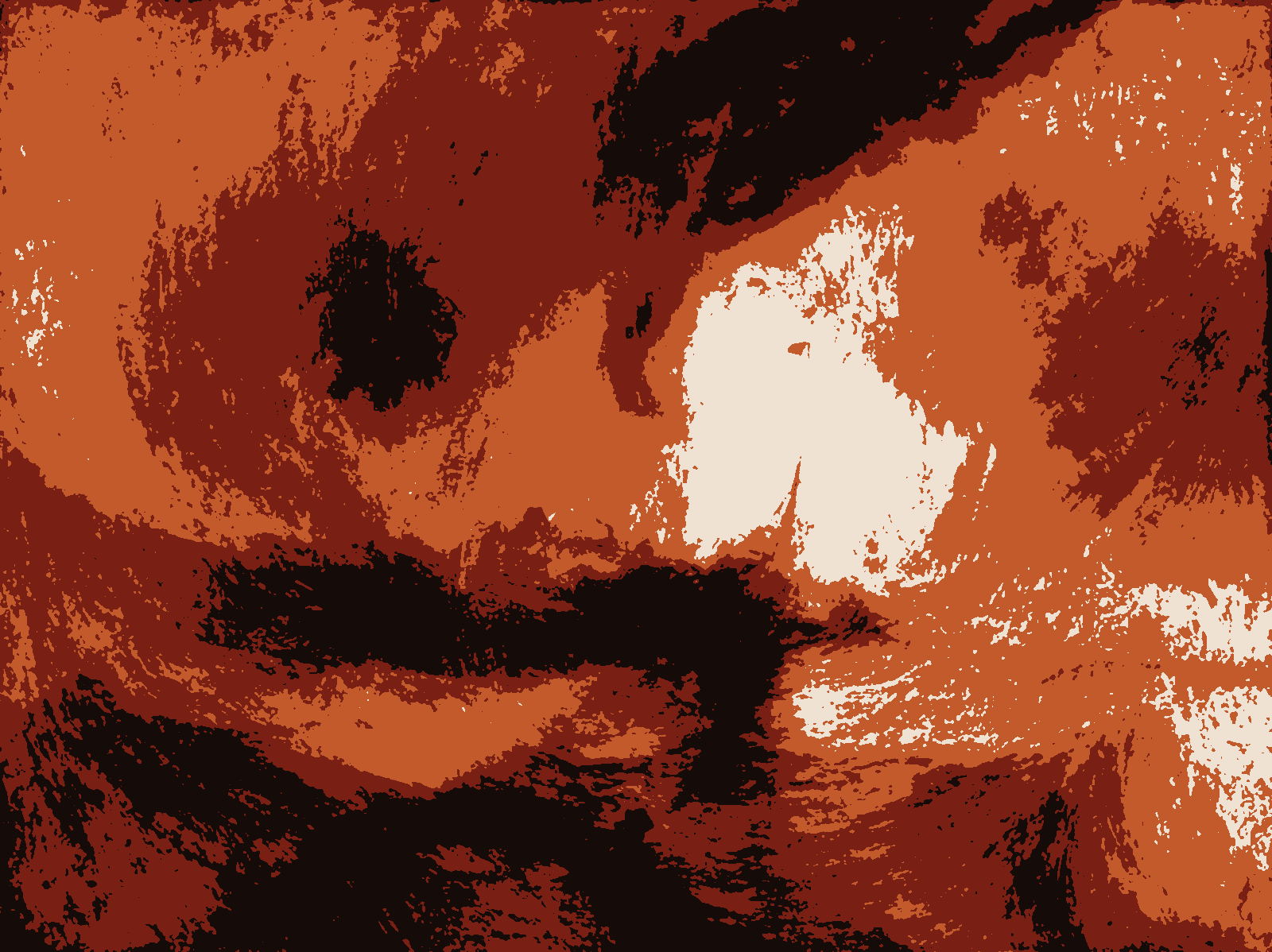 Tormenta en el mar con un barco de vapor, tratada a cuatro colores planos